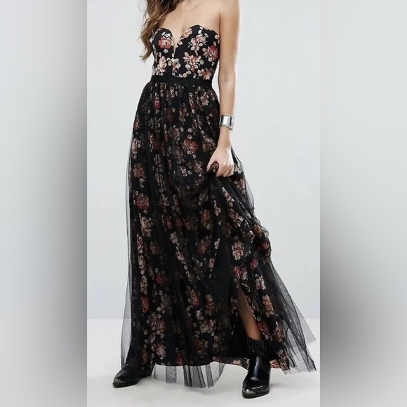 Rare Free People Dare to Dream Tulle Gown Floral Maxi Dress - Picture 1 of 11